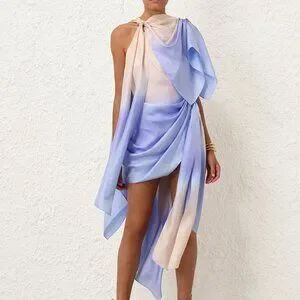 「韓国ファッション」flared scarf mini dress Harajuku Korean Style Y2K Choker Slit Mini Dress – The